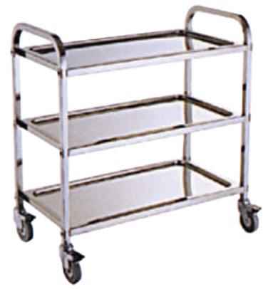 S/S TROLLEY 3 SHELF CART 85X45X90CM