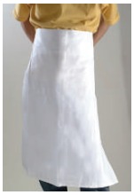 COTTON APRON HALF SIZE FROM WAIST TO KNEE 26X34", WHITE COLOR