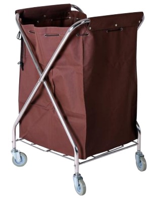 QUILT LINEN TROLLEY SOLID 6" WHEEL - BROWN LINEN (FOLDABLE LINEN X-CART)