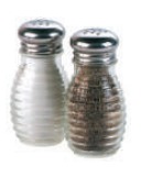 SALT & PEPPER SHAKER GLASS JARS 2OZ, H100MM, RIBBED TYPE