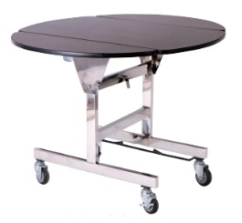 ROOM SERVICE TROLLEY 1095X915X742MM, TRI-FOLD, 4" SWIVEL WHEELS (2 W/ BRAKE), BLACK WALNUT COLOR