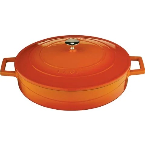 LAVA CAST IRON ROUND LOW CASSEROLE D24CM, 2.4L, ORANGE