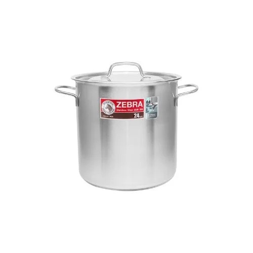 ZEBRA S/S STOCK POT W/ LID & CAPSULE BASE D24XH24CM, 10.8L