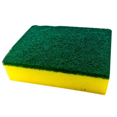 SPONGE W/ SCOURING PAD, L9.5XW7XH2.9CM, @3PCS/PCK