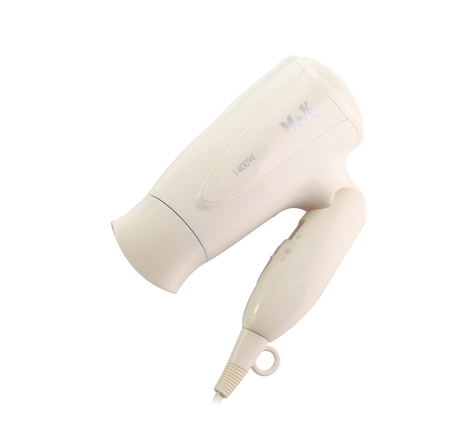 M&K ASTER FOLDABLE HAIR DRYER 1400W, 220-240V, ABS PLASTIC W/ 3 HOT WIND & 2 COOL WIND - IVORY