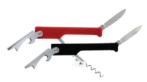 S/S WAITER CORKSCREW & CAP LIFTER L11CM, BLACK PLASTIC COATED OVER S/S