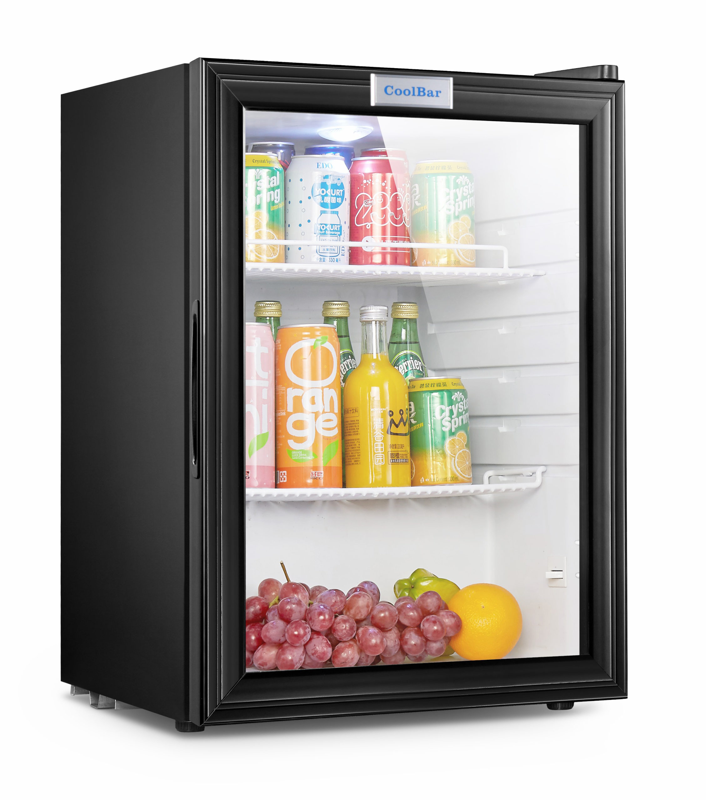 COOLBAR - MINIBAR GLASS DOOR 40L, A+ ENERGY CLASS, PLASTIC SHELF W402XD437XH545MM - BLACK
