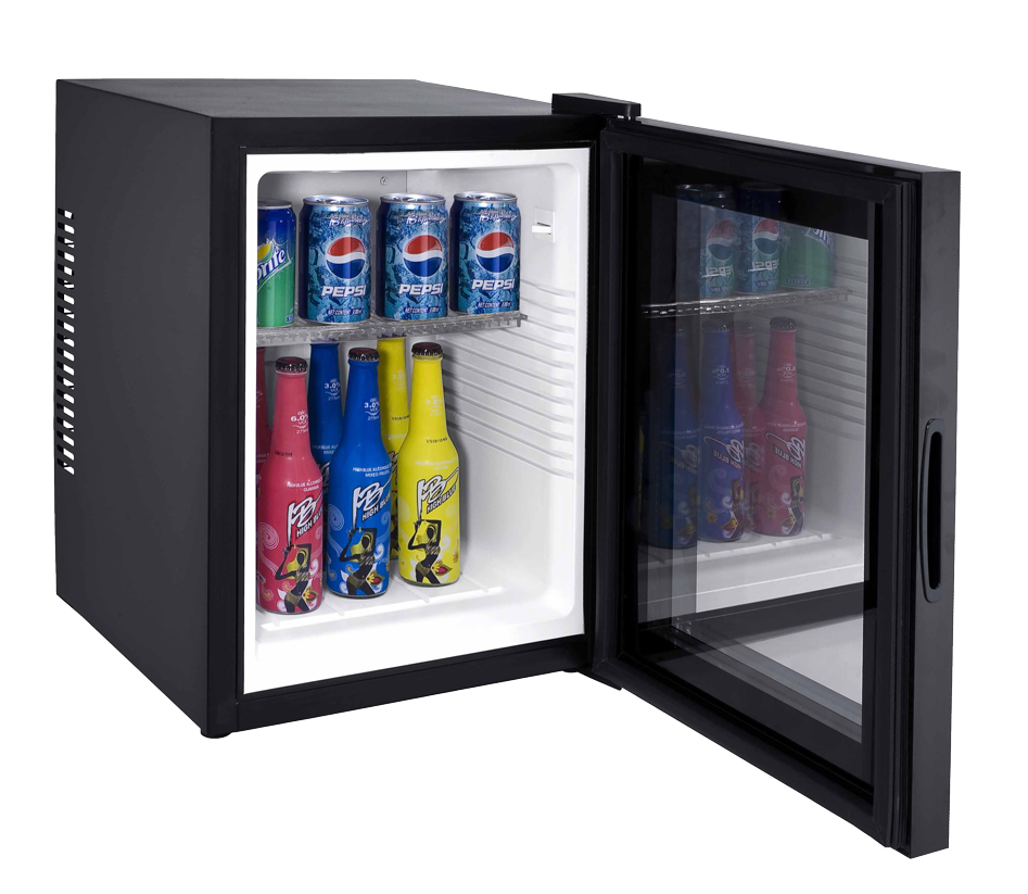 COOLBAR MINIBAR MIRROR GLASS DOOR 32L, A+ ENERGY CLASS, PLASTIC SHELF W380XD440XH475MM, BLACK