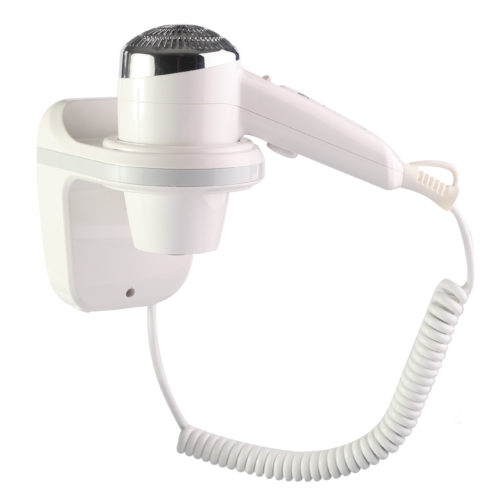M&K CARMEL WALLMOUNTED HAIR DYER W/ BACK CHROME 1.200W, 220V - WHITE