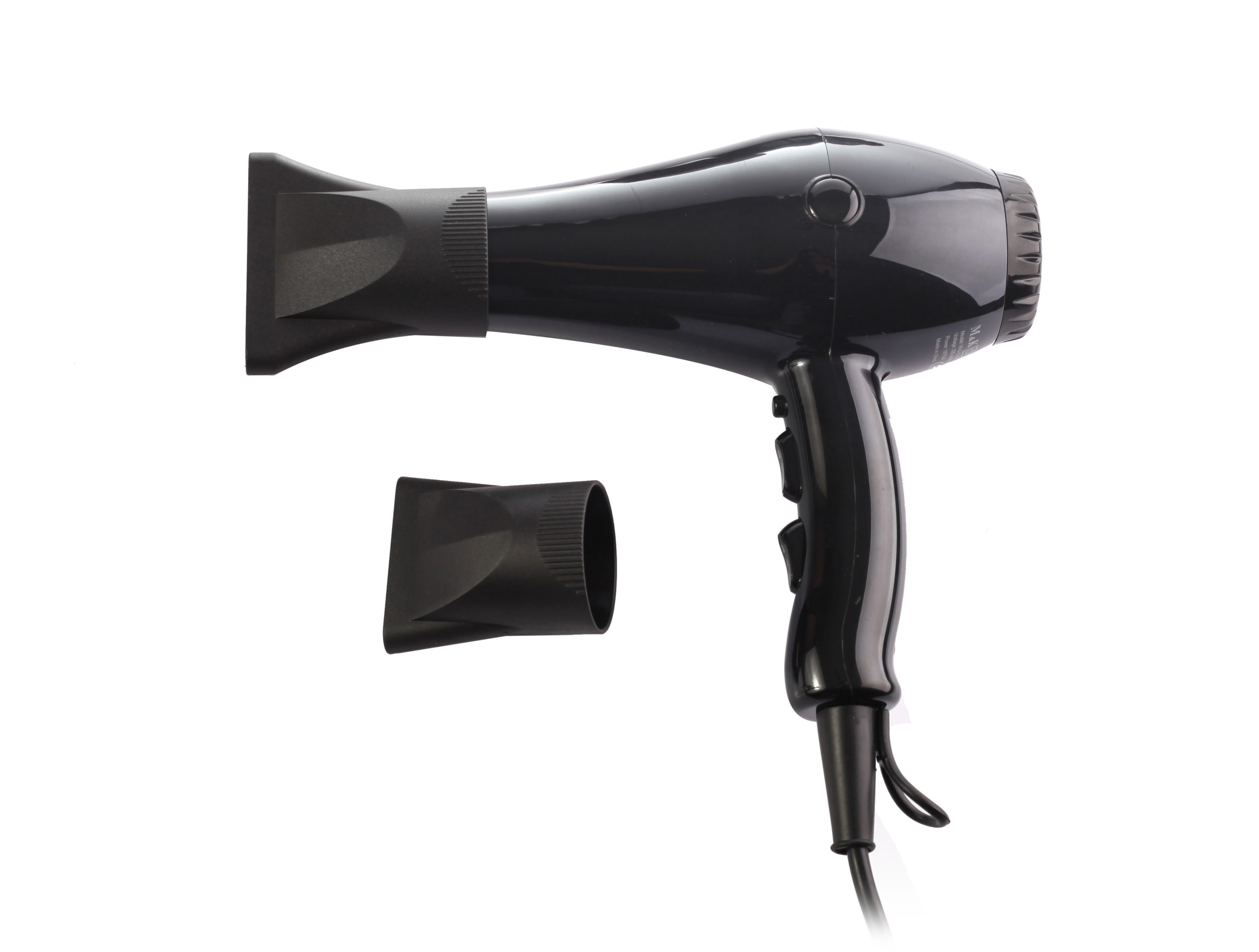 VENICE HAND-HELD HAIR DRYER W/ IONIC FUNCTION & CURLY CABLE 1875W, BLACK COLOR