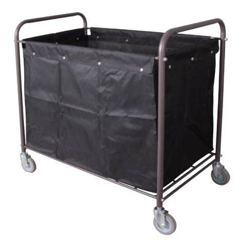QUILT LINEN TROLLEY 925X560X910MM, BLACK BAG, W/ NET BOTTOM