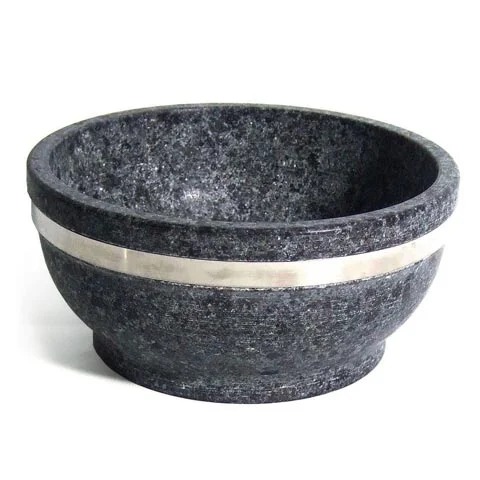 STONE BOWL W/ S/S BAND D18XH8CM