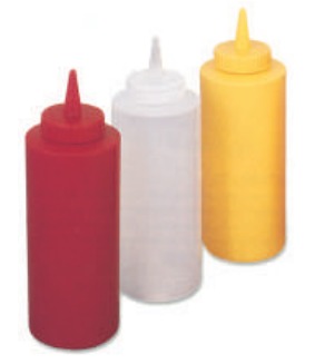 PLASTIC SQUEEZE DESPENSER 12OZ, RED