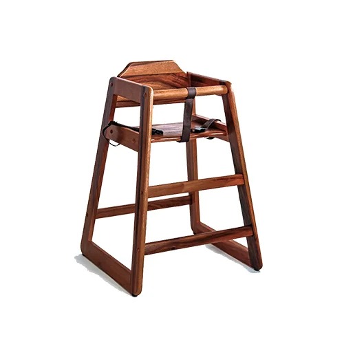 WOODEN BABY HIGH CHAIR W/  RESTRAINT L47XW50XH71CM, UNASSEMBLED, WALNUT