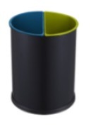 ROOM WASTE BIN D255XH308MM, 5L+5L, 2 COMPARTMENTS PLASTIC OUTER STEEL POWDER COATED BLACK