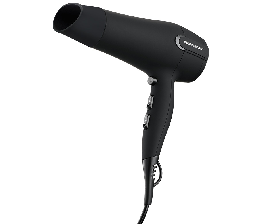 EMBERTON THAMES HOTEL SAFETY 2000W HAIR DRYER, SOFT TOUCH RUBBER W/ WALLMOUNT OPTION - BLACK