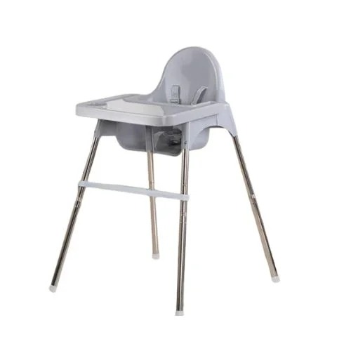 PLASTIC BABY CHAIR WITH REMOVABLE TRAY & ADJUSTABLE LEGS H85XW57XL63CM, GREY