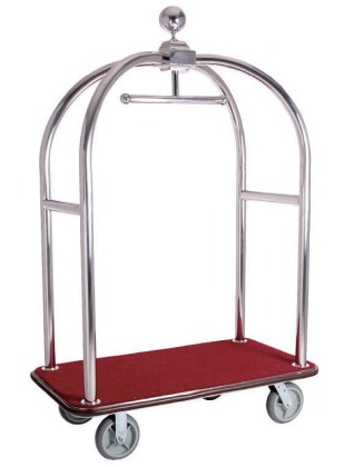 BIRD CAGE LUGGAGE CART #304 IN D2" SHINING S/S TUBE 8" TPR WHEEL IN 2 FIXED 2 SWIVEL