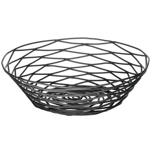 TABLECRAFT ARTISAN POWDER COATED METAL ROUND BASKET D8XH2", BLACK