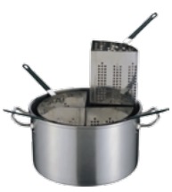 S/S CASSEROLE POT D400XH210MM, 30L, W/ 4 INSERT COMPARTMENT, SANDWICH THERMORADIANT BOTTOM, & COVER