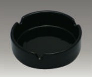 DURABLE WARE ASH TRAY 9CM, W/ 3 NOTCHES, BLACK, ROYAL WHITE