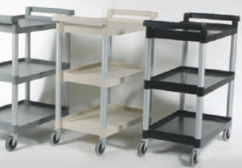 3 SHELF CART TROLLEY 42X71X90CM, W/ POLYPROPYLENE SHELF & TUBULAR ALUMINIUM SUPPORT, BLACK COLOR