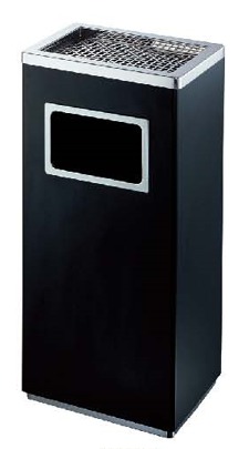 ROUND-CORNER RECTANGULAR DUSTBIN L300XW240XH620MM, BLACK CHROME TOP